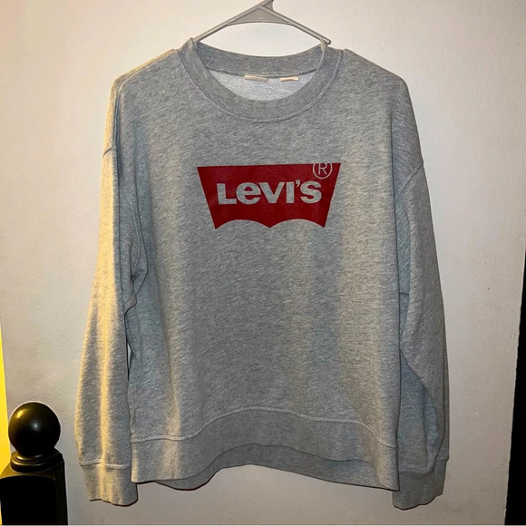 Levi’s Oversized Crewneck Sweatshirt, Heather Gray, Size Large - Picture 1 of 10